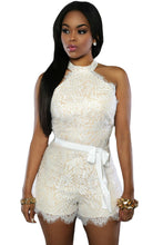 Belt  Look Thin  Rompers  Jumpsuit Shorts Elegant Black Floral Lace Jumpsuit Overalls For Wo SM6