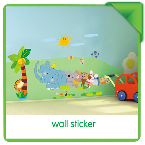 Cartoon Elephant Animal Relay Wall Sticker For Baby Room Art Wall Stickers & Animal Wallpaper Kids Room Wall Decal SM6