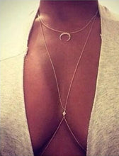 Charming Crossover Harness Crystal Moon Golden Necklace Waist Belt Belly Body Chain Jewelry SM6