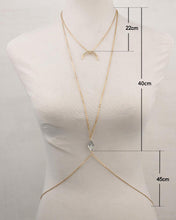 Charming Crossover Harness Crystal Moon Golden Necklace Waist Belt Belly Body Chain Jewelry SM6