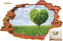 :3D Broken Wall Sunset Scenery Seascape Island Coconut Trees Household Adornment Can Remove The Wall Stickers SM6