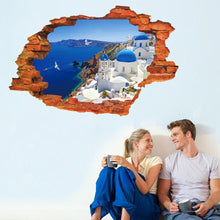 :3D Broken Wall Sunset Scenery Seascape Island Coconut Trees Household Adornment Can Remove The Wall Stickers SM6