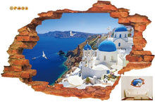 :3D Broken Wall Sunset Scenery Seascape Island Coconut Trees Household Adornment Can Remove The Wall Stickers SM6