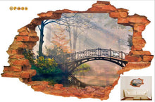 :3D Broken Wall Sunset Scenery Seascape Island Coconut Trees Household Adornment Can Remove The Wall Stickers SM6