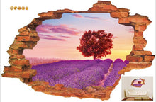 :3D Broken Wall Sunset Scenery Seascape Island Coconut Trees Household Adornment Can Remove The Wall Stickers SM6