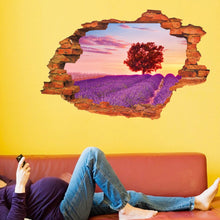 :3D Broken Wall Sunset Scenery Seascape Island Coconut Trees Household Adornment Can Remove The Wall Stickers SM6