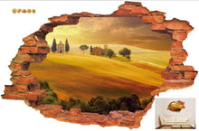 :3D Broken Wall Sunset Scenery Seascape Island Coconut Trees Household Adornment Can Remove The Wall Stickers SM6