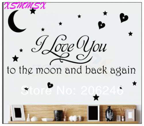 Black I Love You To The Moon And Back Wall Letter Decal Girls Kids Room Home Decor Wall Sticker 8116 SM6