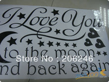 Black I Love You To The Moon And Back Wall Letter Decal Girls Kids Room Home Decor Wall Sticker 8116 SM6