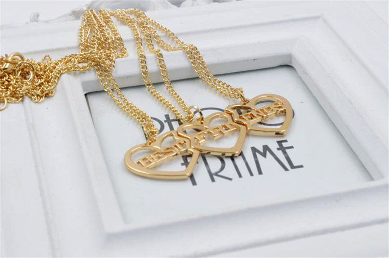 Friend Gift Collar Necklace Friendship Pendant Necklace Jewelry 3Pcs  Heart Shaped Best Friends Necklace SM6