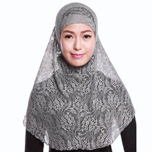 Full Cover Muslim Hat Hijab Two piece Lace Hoofddoek Moslima Solid Islamic Head Turbans Cap Beanies Arab Scarfs SM6