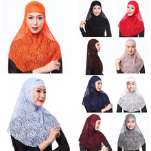Full Cover Muslim Hat Hijab Two piece Lace Hoofddoek Moslima Solid Islamic Head Turbans Cap Beanies Arab Scarfs SM6