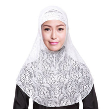 Full Cover Muslim Hat Hijab Two piece Lace Hoofddoek Moslima Solid Islamic Head Turbans Cap Beanies Arab Scarfs SM6