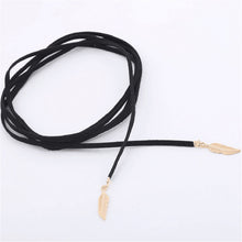 Gifts For Lady Elegant Women Long Black Velvet Rope Gold Leaf Pendant Choker Collar Necklace SM6