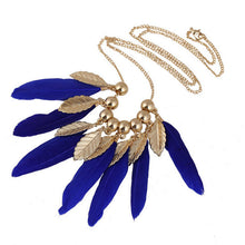 Gifts Women Big Leaves   Blue Feather Shape Necklaces s Pendants Elegant Women Choker Necklace SM6