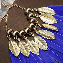 Gifts Women Big Leaves   Blue Feather Shape Necklaces s Pendants Elegant Women Choker Necklace SM6