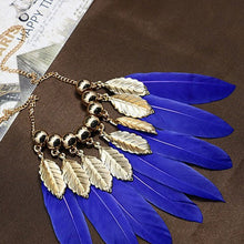 Gifts Women Big Leaves   Blue Feather Shape Necklaces s Pendants Elegant Women Choker Necklace SM6