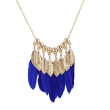 Gifts Women Big Leaves   Blue Feather Shape Necklaces s Pendants Elegant Women Choker Necklace SM6