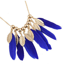 Gifts Women Big Leaves   Blue Feather Shape Necklaces s Pendants Elegant Women Choker Necklace SM6