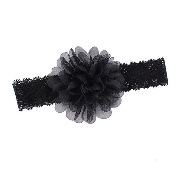 Girl Baby Ruffle Flower Lace Hairband Elastic Headband Baby BlackHair Band HeaddressSM6