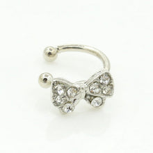 Girls Rhinestone Chic Bow Ear Bone Clip Beauty Earring Jewelry S Lady Silver Plated Shiny Crystal Bowknot Stud Earrings SM6