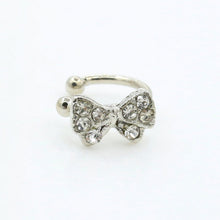 Girls Rhinestone Chic Bow Ear Bone Clip Beauty Earring Jewelry S Lady Silver Plated Shiny Crystal Bowknot Stud Earrings SM6