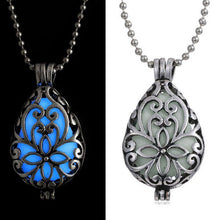 Glow In The Dark Locket Silver Hollow Glowing Stone Pendant Luminous Statement Chocker Pendants Necklace For Women SM6