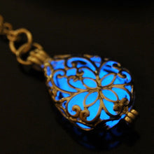 Glow In The Dark Locket Silver Hollow Glowing Stone Pendant Luminous Statement Chocker Pendants Necklace For Women SM6