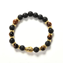 Gold Buddha Skull Elastic Bracelets Beaded Tibet Charm Lucky Bracelets S Black Color Men's Bracelet SM6