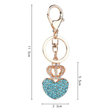 Gold Plated Beautiful Car Keyring Crystal Crown Heart Lovers Keychain SM6