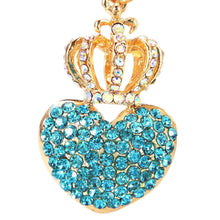 Gold Plated Beautiful Car Keyring Crystal Crown Heart Lovers Keychain SM6