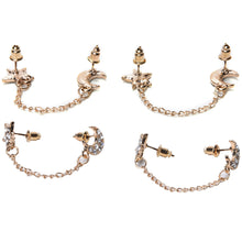 Gold plated Moon   Star Crystal Rhinestone Stud Earrings SM6