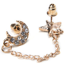 Gold plated Moon   Star Crystal Rhinestone Stud Earrings SM6