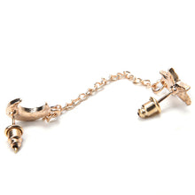 Gold plated Moon   Star Crystal Rhinestone Stud Earrings SM6