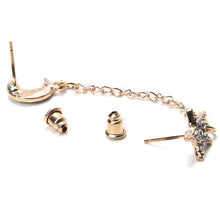 Gold plated Moon   Star Crystal Rhinestone Stud Earrings SM6