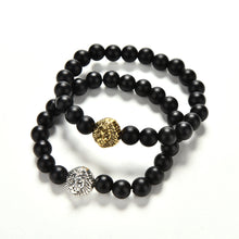 Golden Natural Grinding Stone Bracelets S 2 Colors Lion Head Women Men Beaded Bracelet SM6