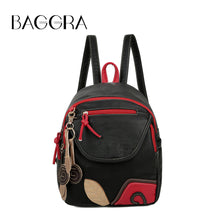 Harajuku Vintage Women Backpack PU Leather Leaf Applique Zipper Mini Schoolbag Casual Travel Bag Teenage Girls Black Rugzak SM6