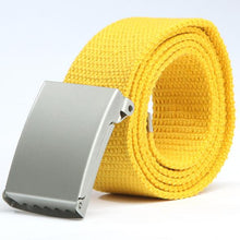 Herren Damen Waist Belt Silver Metal Buckle Canvas Waistband Strap SM6