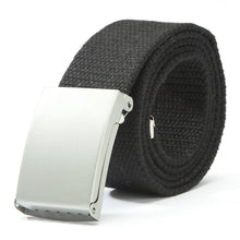 Herren Damen Waist Belt Silver Metal Buckle Canvas Waistband Strap SM6