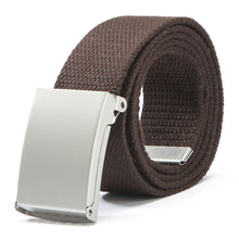 Herren Damen Waist Belt Silver Metal Buckle Canvas Waistband Strap SM6
