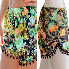 High Waist Women Ladies Tassel Floral Print Casual Beach Shorts SM6