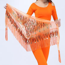 Hip Scarf Chiffon Coins Tassels Sequins Triangle Skirt Belly Dance Costume SM6