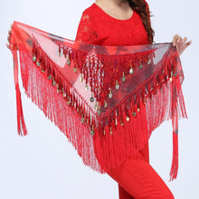 Hip Scarf Chiffon Coins Tassels Sequins Triangle Skirt Belly Dance Costume SM6