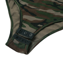 Bodysuit Women Sexy Jumpsuit Camouflage Print Hollow Out Bodycon Overalls Sleeveless Playsuit Rompers Army Green SM6