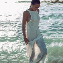 Chiffon Dresses Sexy Women White Beach Dress Casual O-Neck Backless Long Maxi Dress LY3 SM6