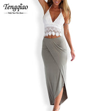 Foral Lace Top+ Long Maxi Dress Sexy 2 Piece Badnage Dress Sexy Bohemian Irregular Beach Dresses SM6