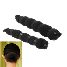 2Pcs Black Magic Style DIY Tools Bun Maker Hair Styling Rolling Tool Fastener Tape Fixing Strap Hair Band SM6