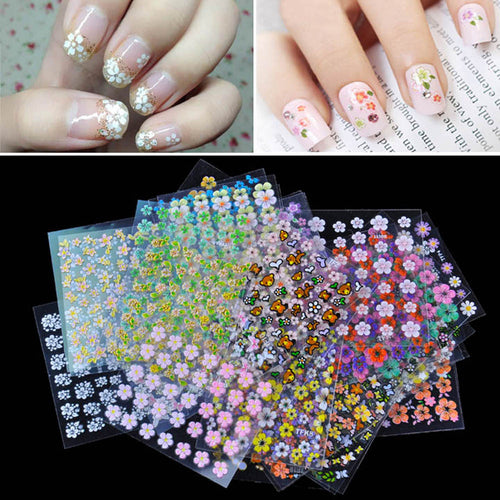 30 Sheet 3D Mix Color Floral Design Nail Art Stickers Decals Manicure Beautiful Accessories Decoration SM6