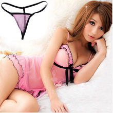 Sexy Women Pink Lace Baby Dolls Nightdress With Lingerie Babydoll Set Sleepwear LY5 SM6