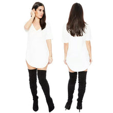 Sexy Women Short Sleeve T-shirt Side Slit Tops Blouse Casual Mini Dress H24 SM6